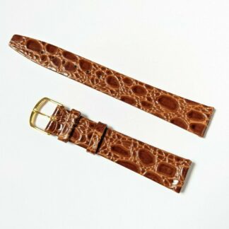 Mens Vintage Old Stock Crocodile Brown Tan Genuine Leather Watch Strap - 16mm