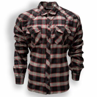 Mens Flannel Cotton Shirt Heavy Plaid RED/GREY Check Long Sleeve Casual Work....