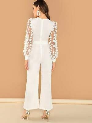 3D Applique Sheer Sleeve Keyhole Front Jumpsuit - changed - Image 2