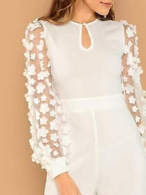 3D Applique Sheer Sleeve Keyhole Front Jumpsuit - changed - Image 4