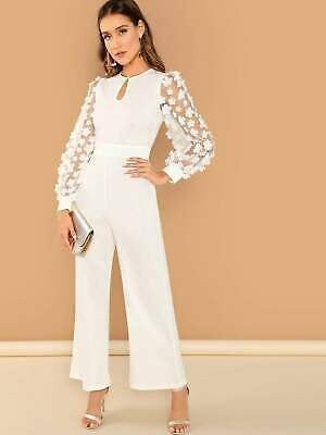 3D Applique Sheer Sleeve Keyhole Front Jumpsuit - changed - Image 5
