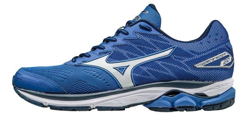 Mizuno – wave rider 20, running shoes, size 44, blue/white/grey