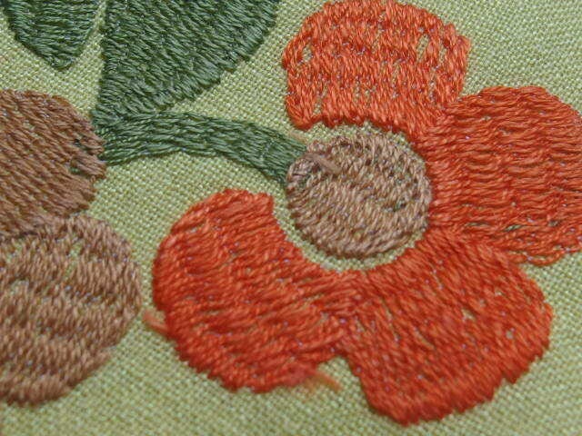 Vintage fabric. Retro flower embroidery yellow fabric 44" x 50"no:559 - Image 6