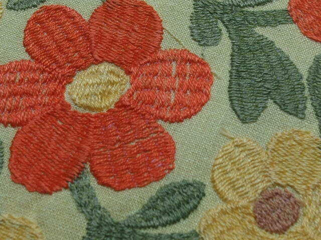 Vintage fabric. Retro flower embroidery yellow fabric 44" x 50"no:559 - Image 7