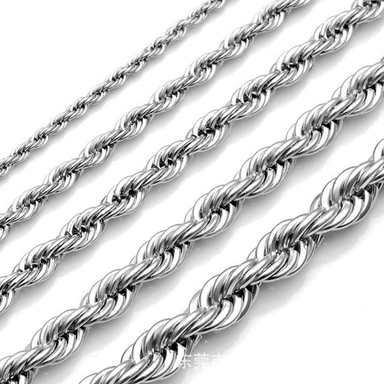 Stainless steel rope silver chain 16"-30" necklace men women 2/2.5/3/4/5/7/9/mm - Image 2