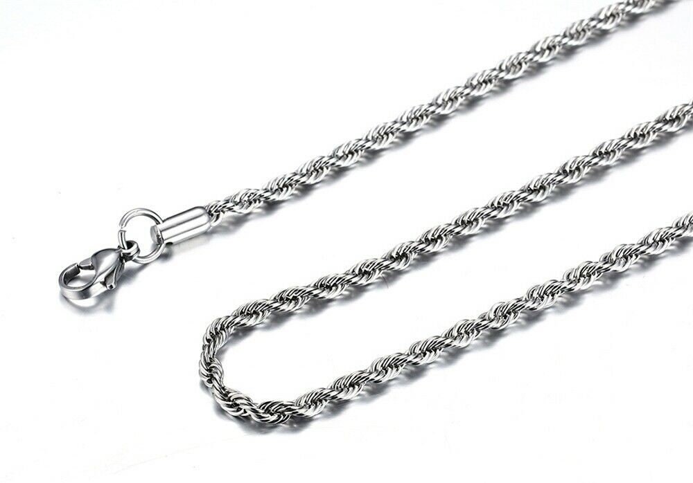 Stainless steel rope silver chain 16"-30" necklace men women 2/2.5/3/4/5/7/9/mm - Image 3