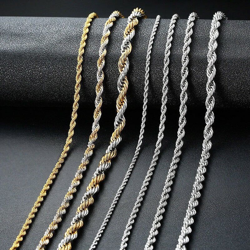 Stainless steel rope silver chain 16"-30" necklace men women 2/2.5/3/4/5/7/9/mm - Image 6