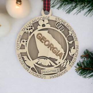 Georgia State Ornament, Custom Holiday Souvenir, Georgia Christmas Tree Decor, Georgia Gifts
