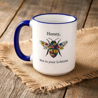 Floral Bee Illustration Mug | Accent Rim & Handle