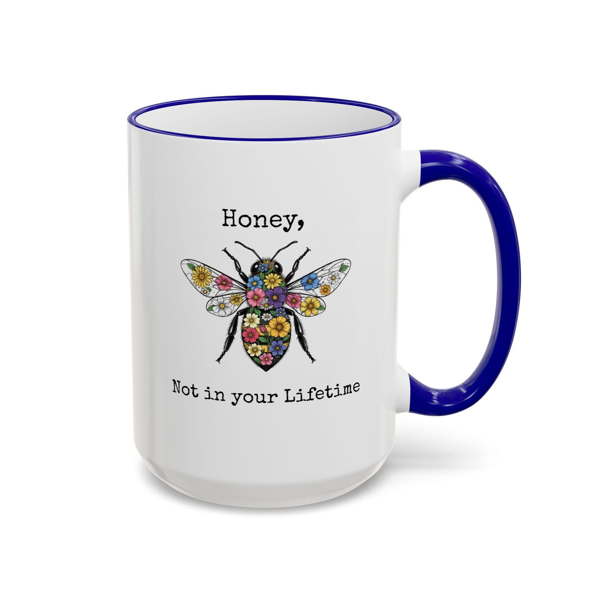 Floral Bee Illustration Mug | Accent Rim & Handle - Image 4