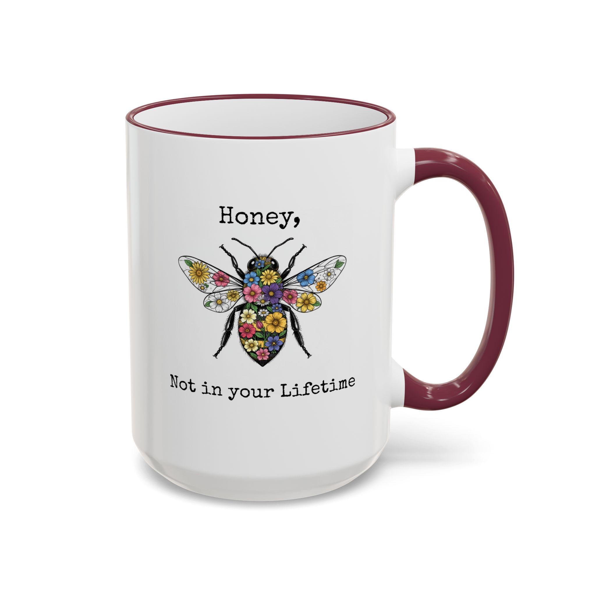 Floral Bee Illustration Mug | Accent Rim & Handle - Image 5