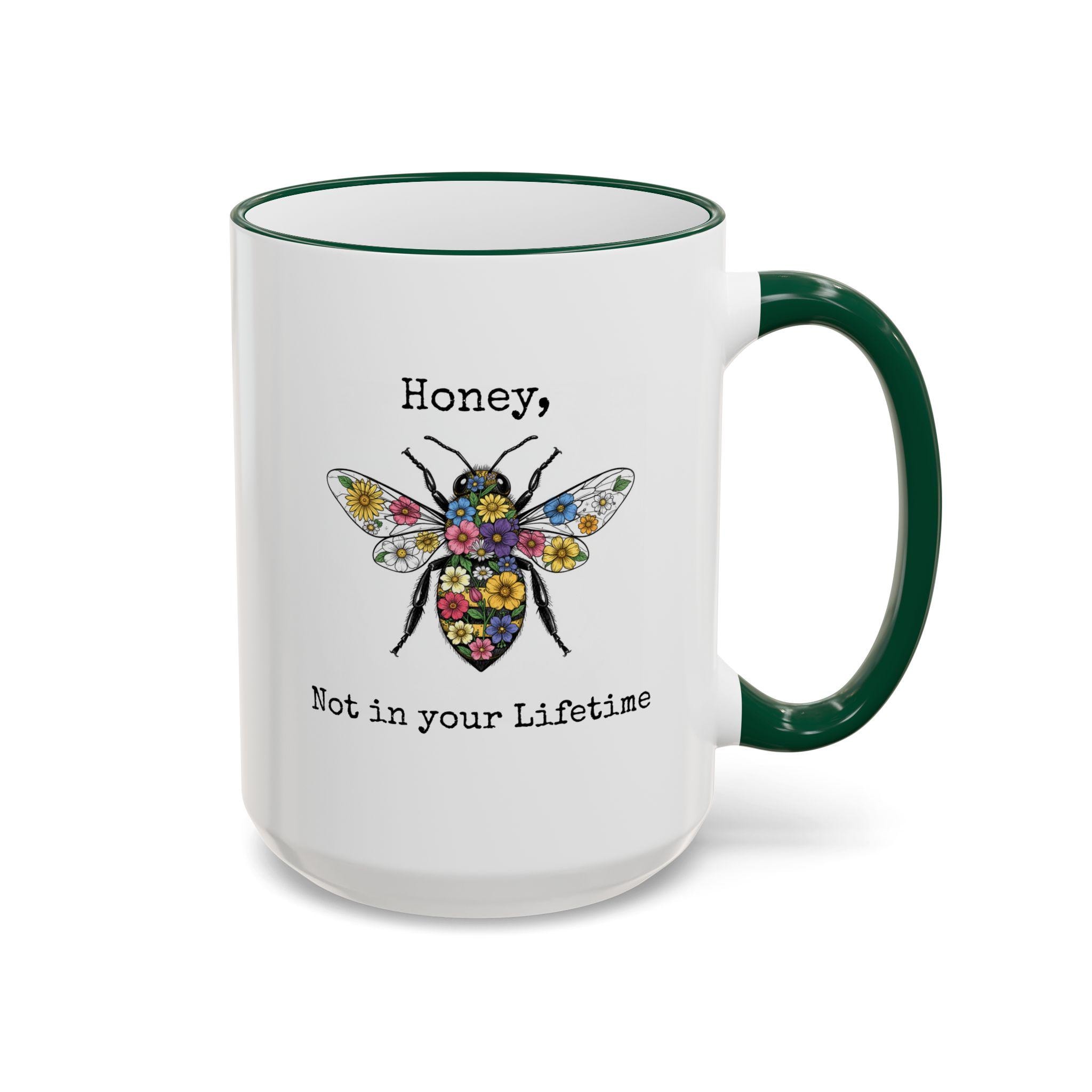Floral Bee Illustration Mug | Accent Rim & Handle - Image 6