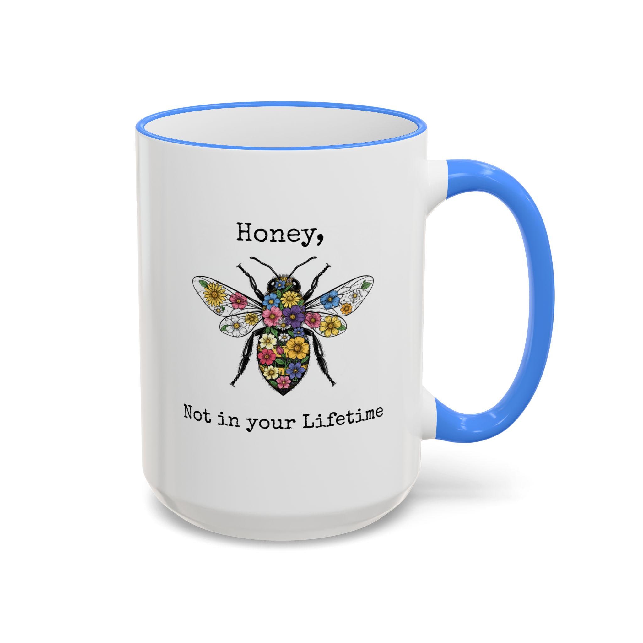 Floral Bee Illustration Mug | Accent Rim & Handle - Image 7