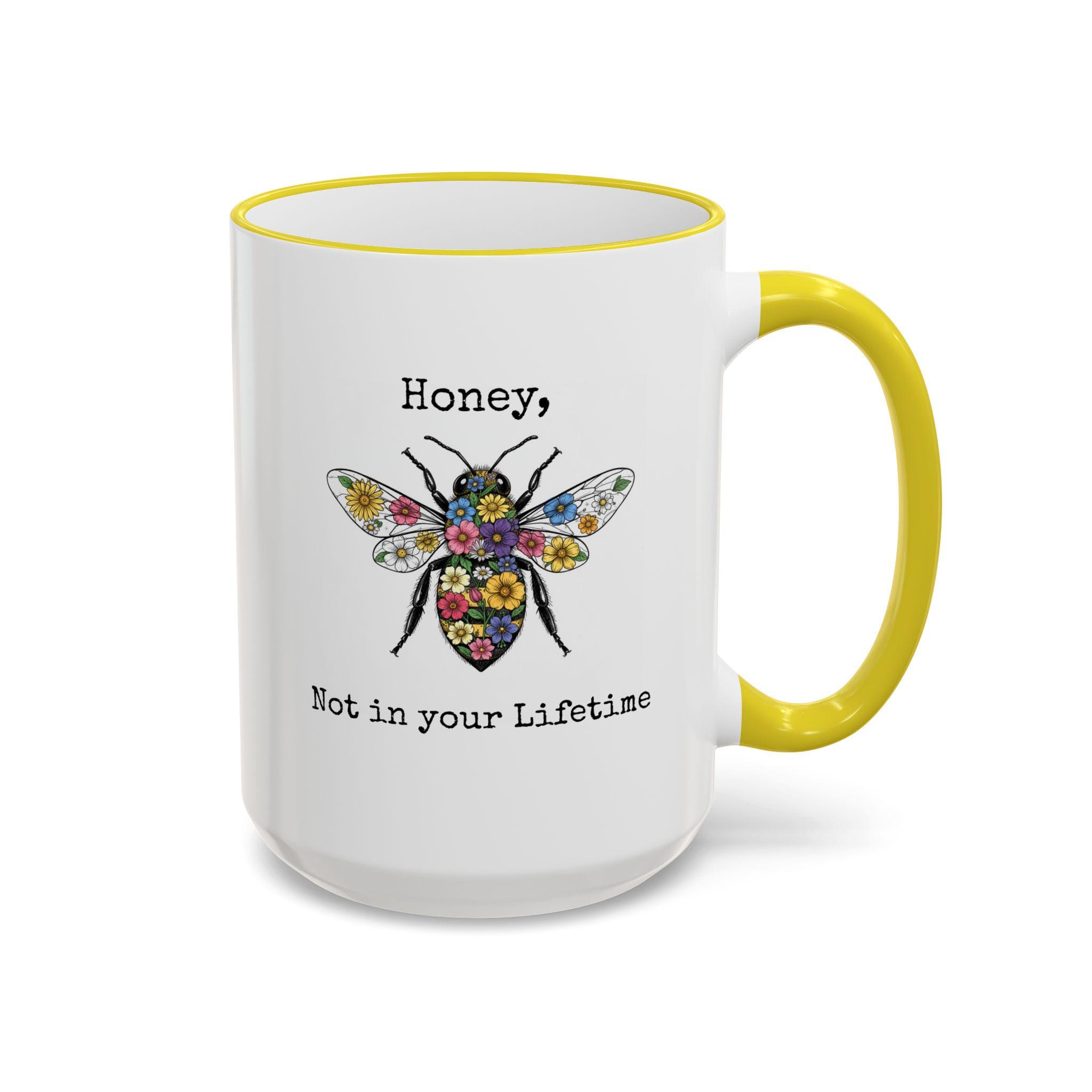 Floral Bee Illustration Mug | Accent Rim & Handle - Image 8