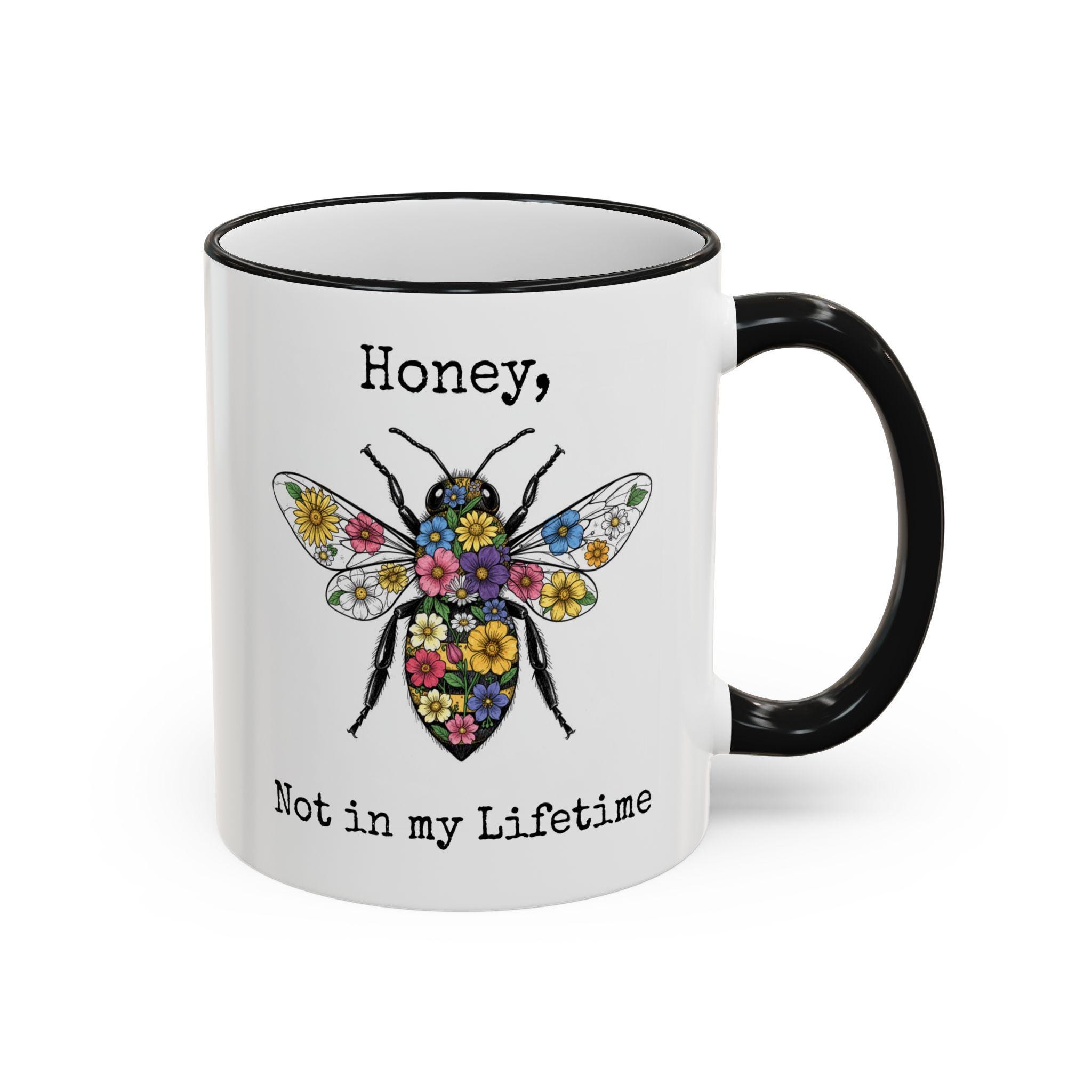 Floral Bee Illustration Mug | Accent Rim & Handle - Image 9
