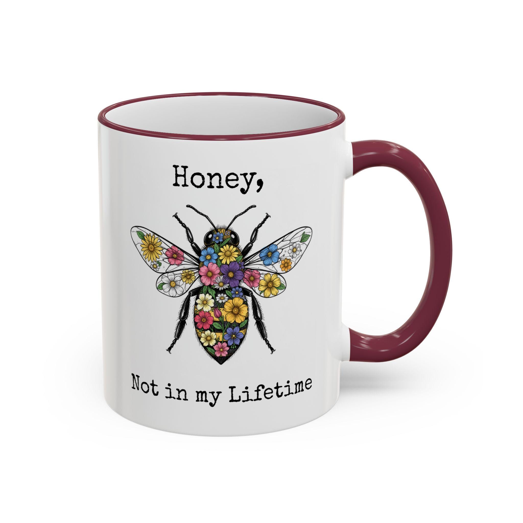 Floral Bee Illustration Mug | Accent Rim & Handle - Image 11