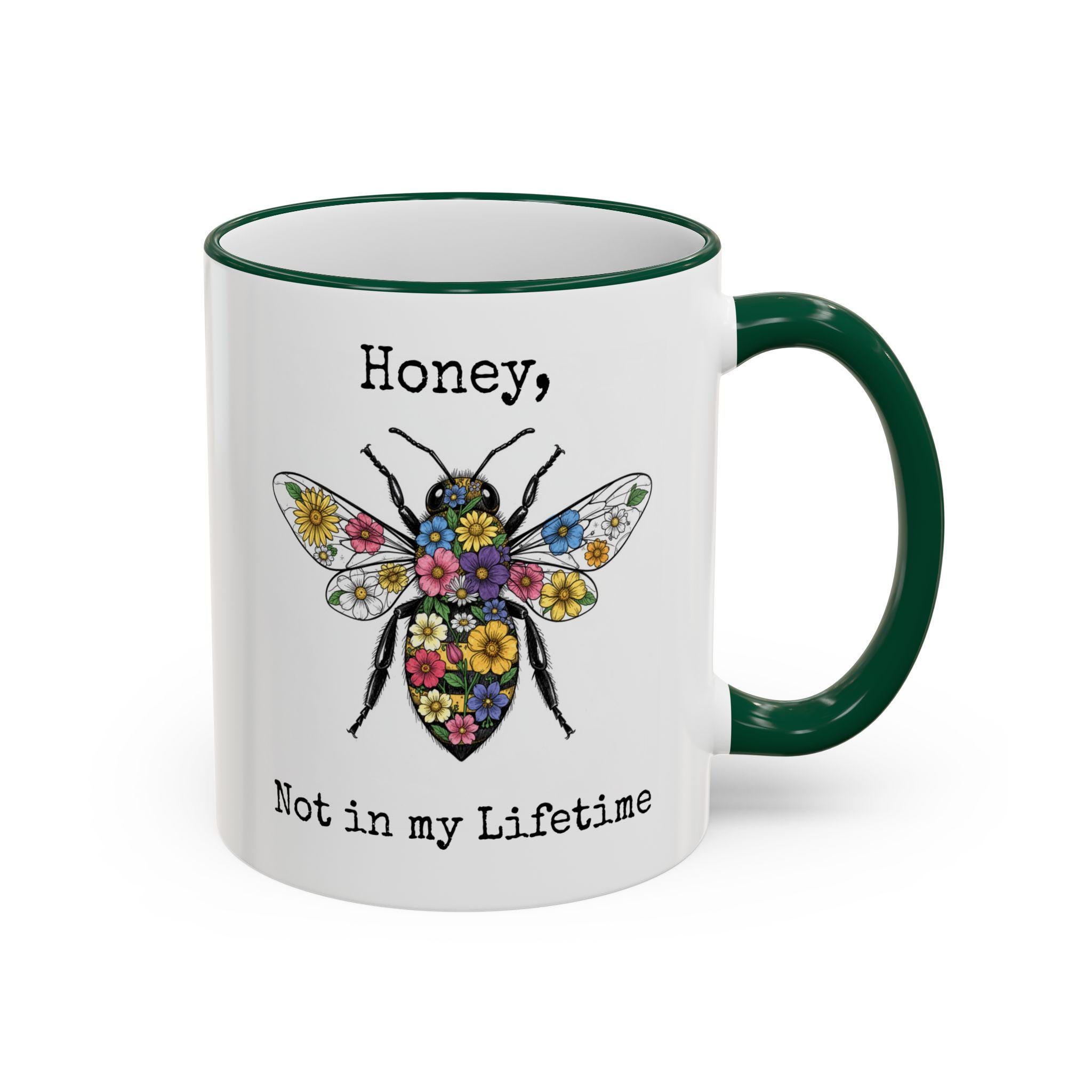 Floral Bee Illustration Mug | Accent Rim & Handle - Image 12