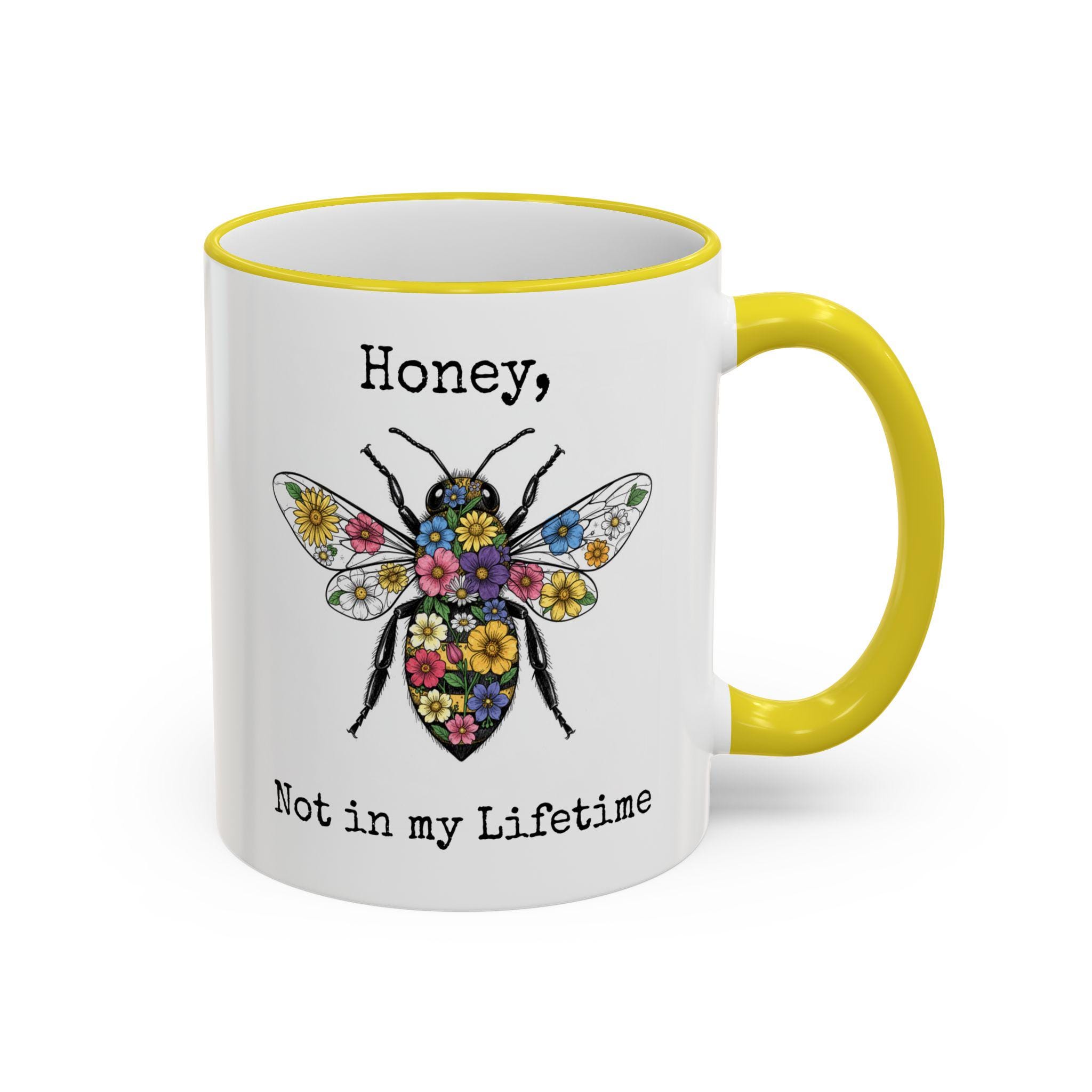 Floral Bee Illustration Mug | Accent Rim & Handle - Image 13
