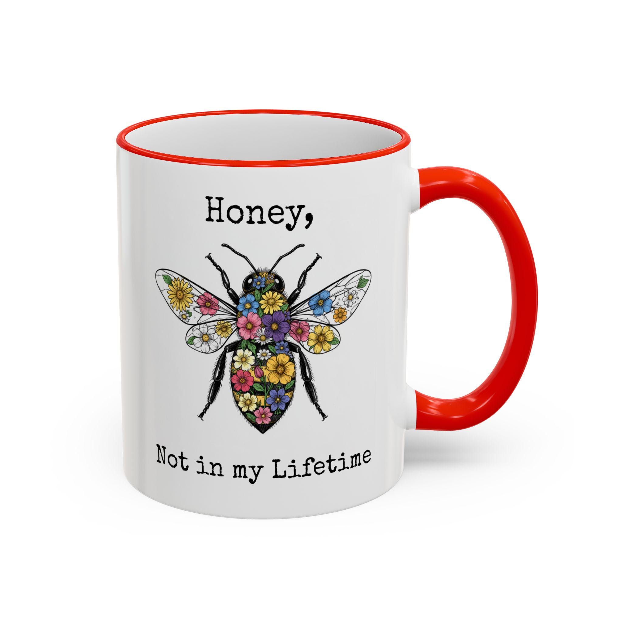 Floral Bee Illustration Mug | Accent Rim & Handle - Image 14