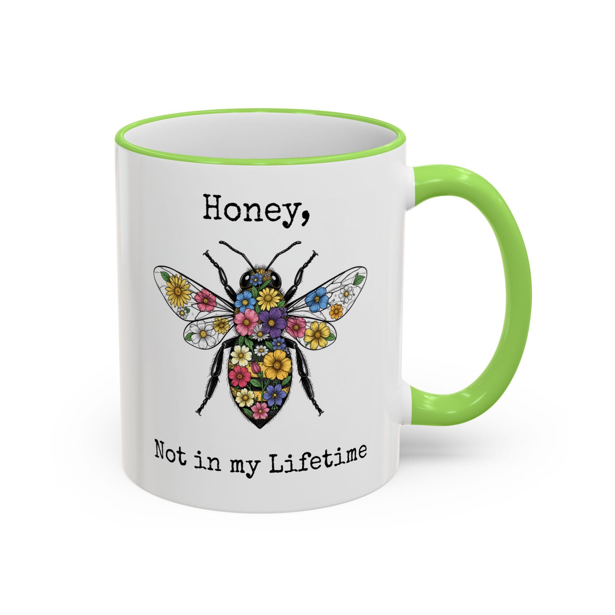 Floral Bee Illustration Mug | Accent Rim & Handle - Image 18